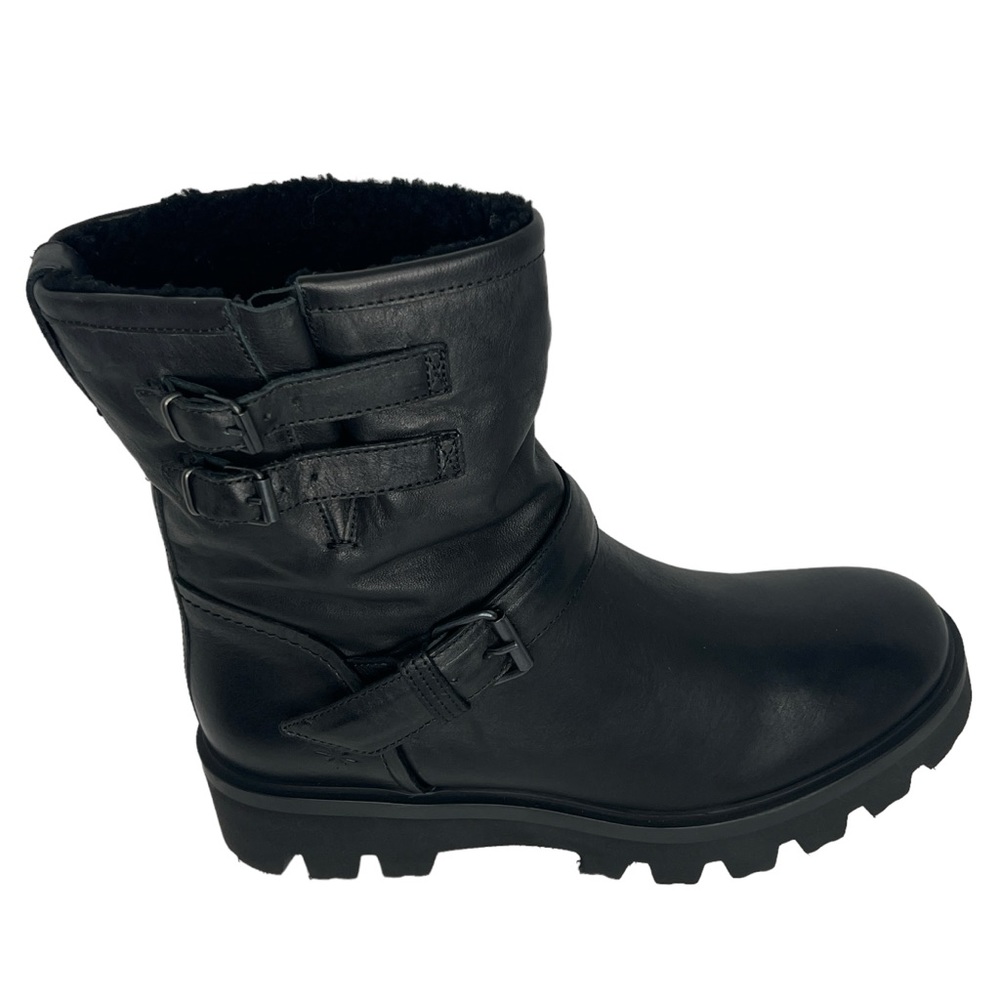 Ross & Snow Women’s Lucky Black Shearling Lining Leather Moto Boots Size 11 - Picture 13 of 16